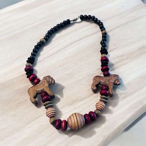 Vintage Carved Animal Statement Necklace - Picture 1 of 7